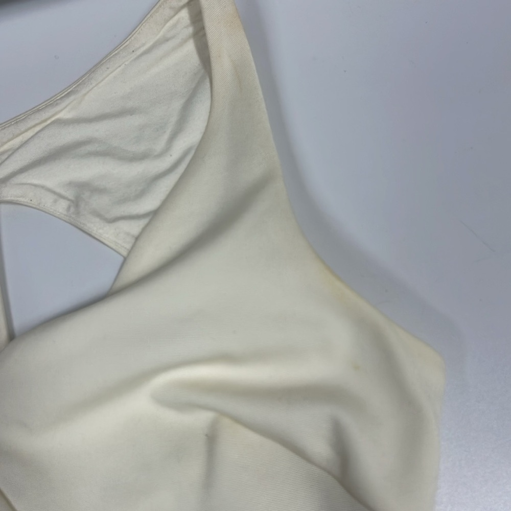 Bebe V-Neck Sleeveless Sheer Mesh Panels Ivory Fitted Dress Open Back Size XXS - Picture 10 of 12